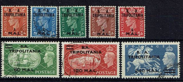 Image of BOFIC ~ Tripolitania SG T27/34 FU British Commonwealth Stamp